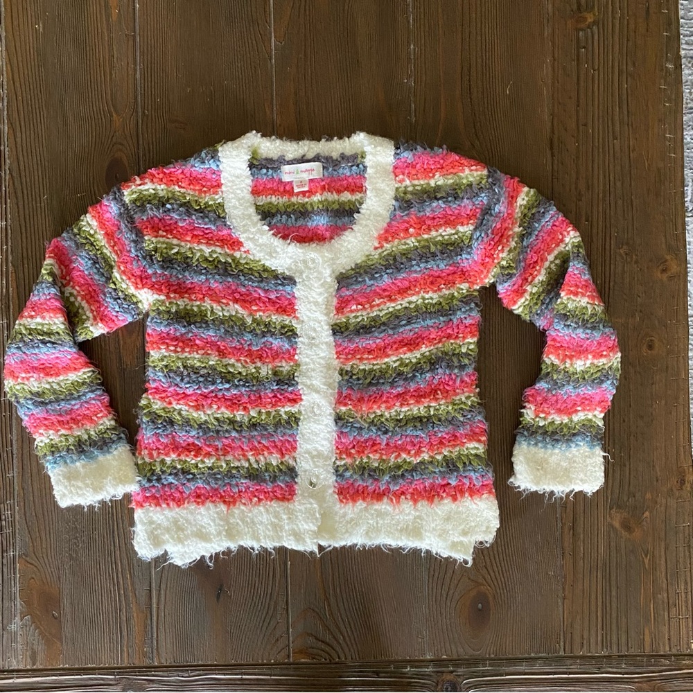 Mimi & Maggie button down knit cardigan. Size 6. Multicolor stripes. Super soft!